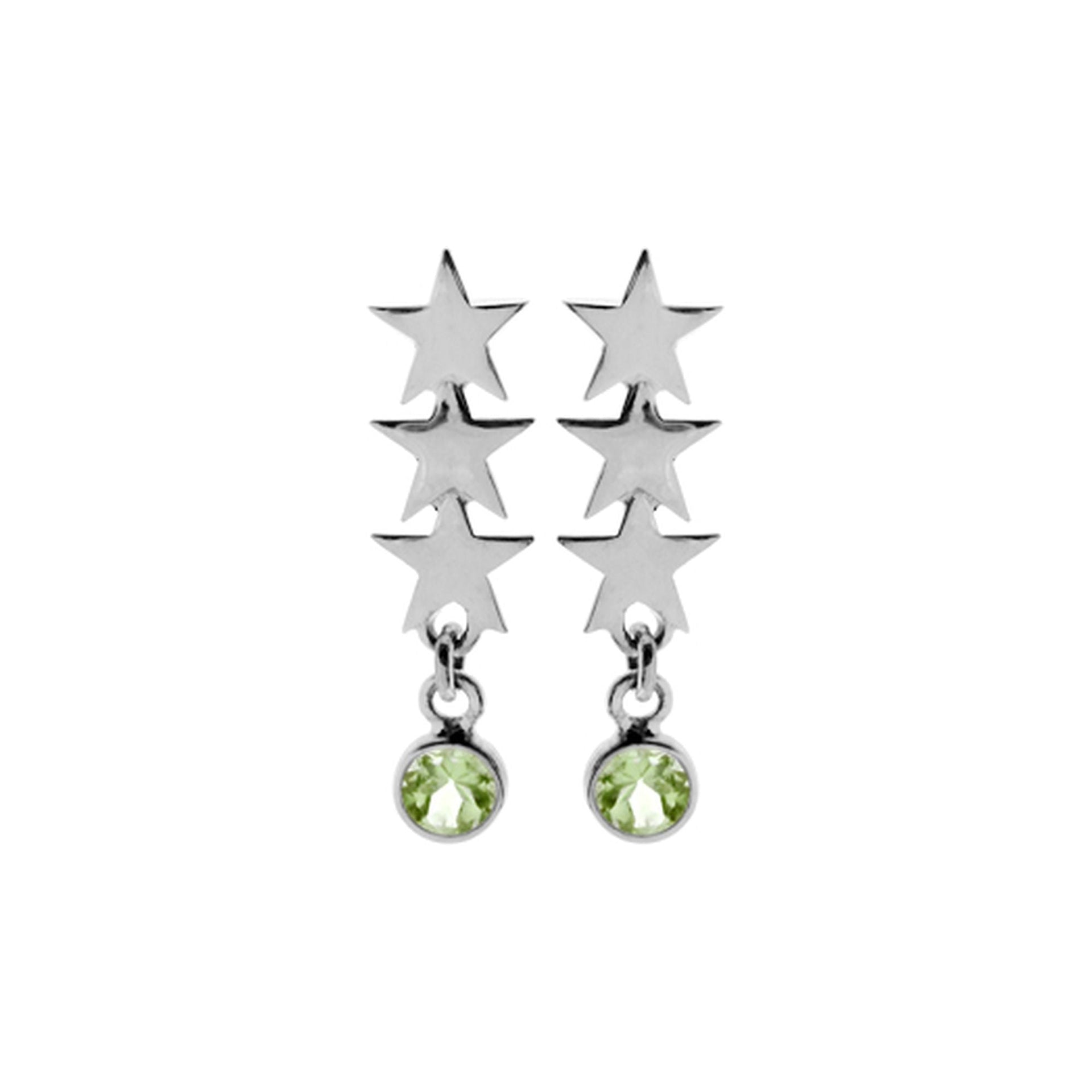 Tilly cascading stars with round faceted peridot earrings
