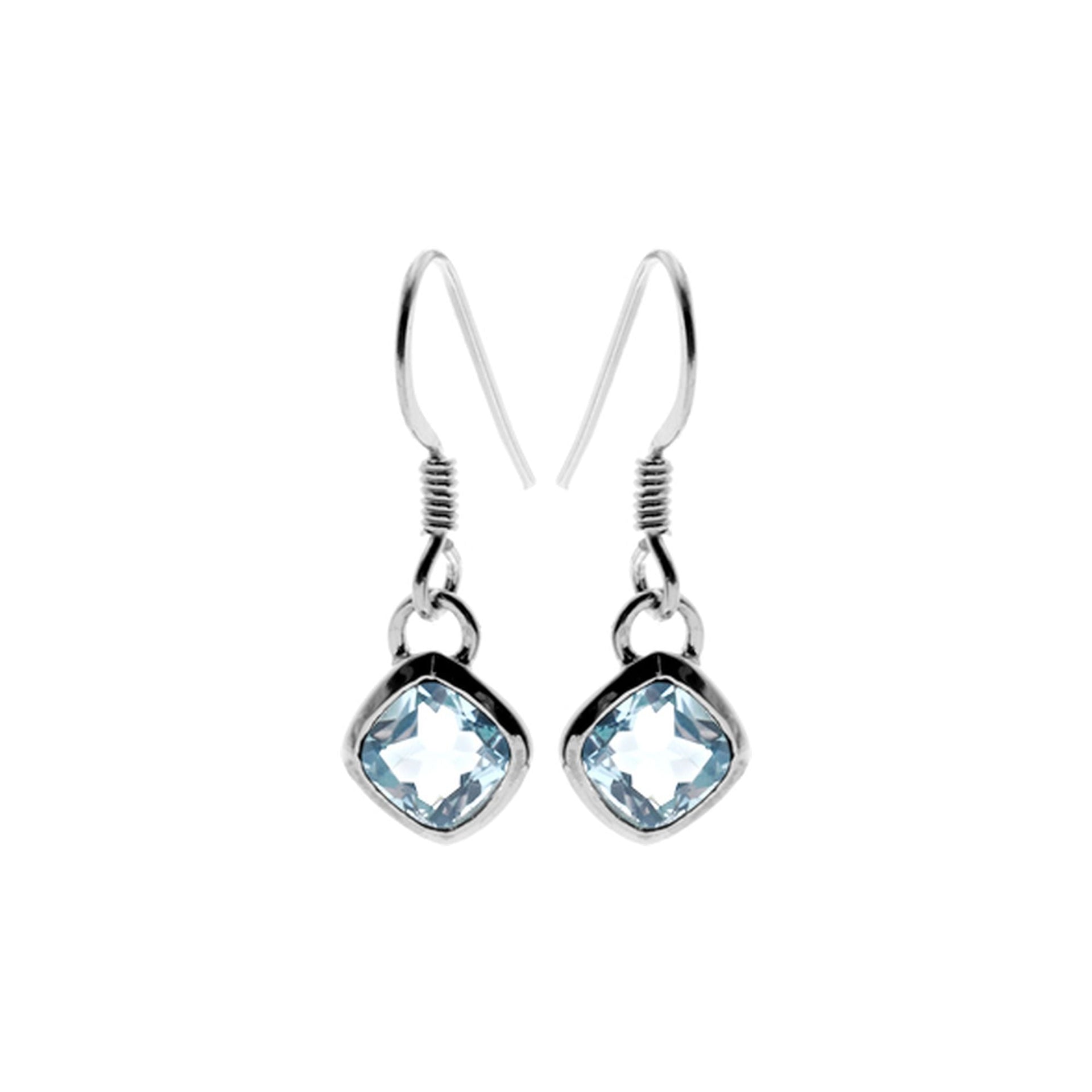 Samira squircle drop blue topaz earrings