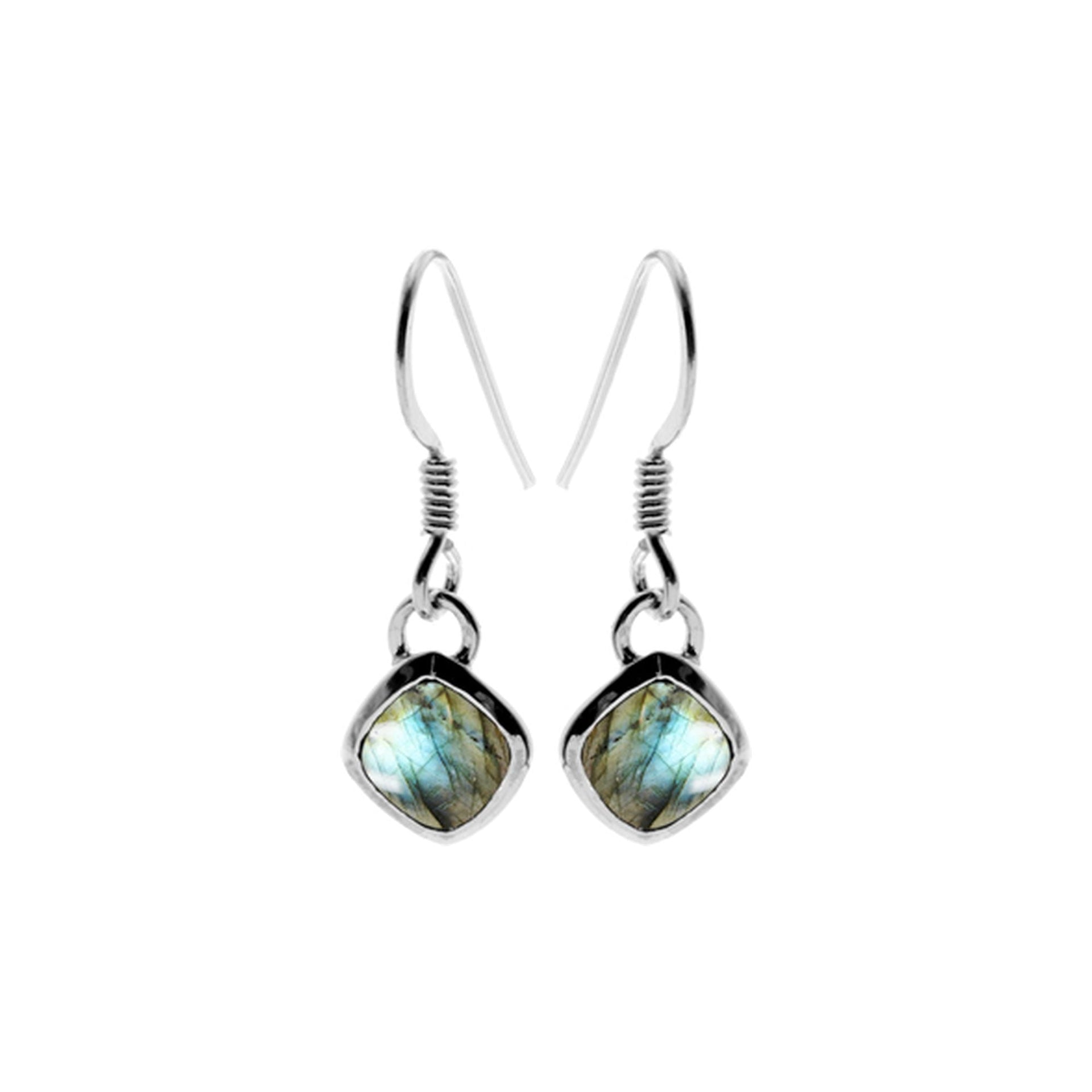 Samira squircle drop labradorite earrings