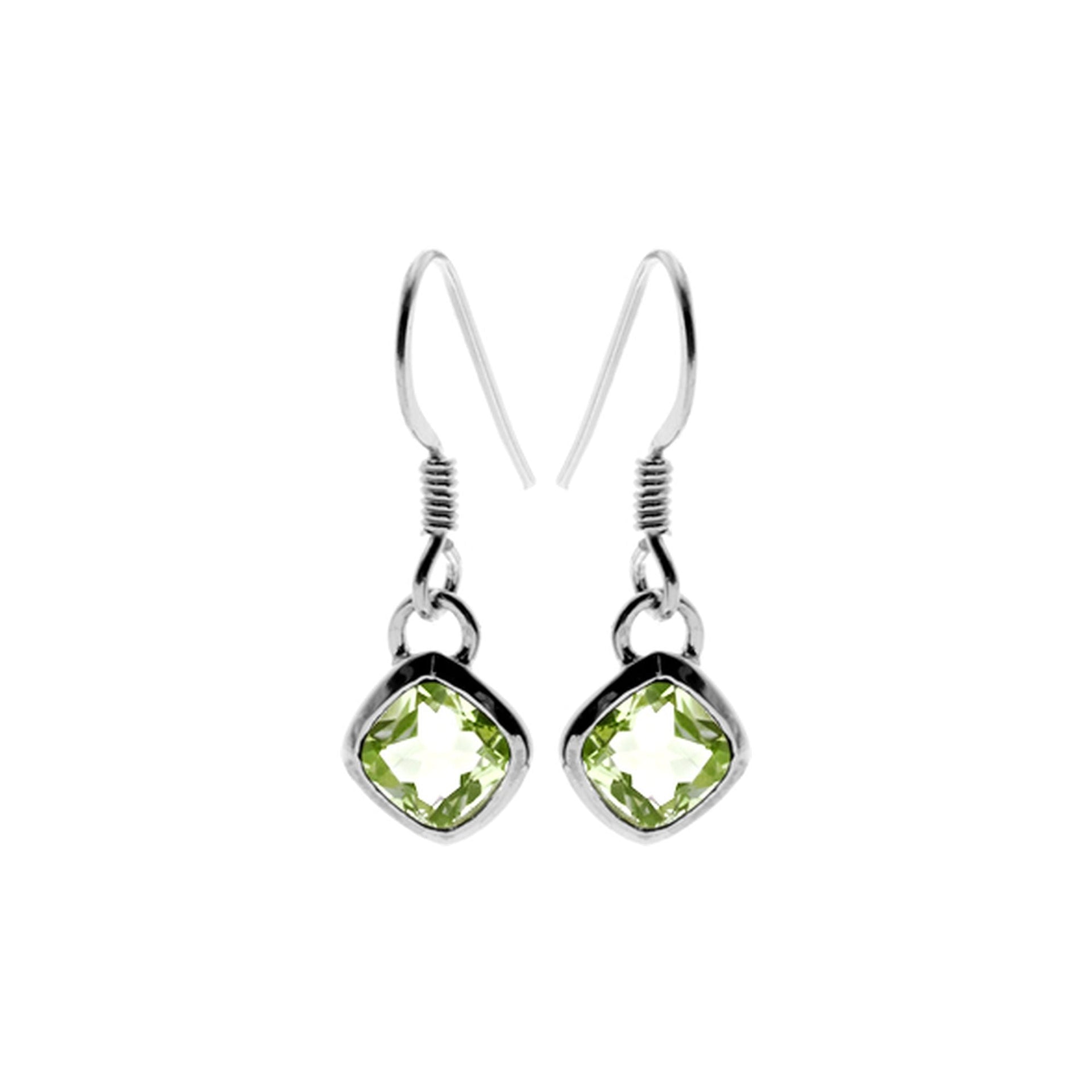 Samira offset squircle faceted peridot earrings