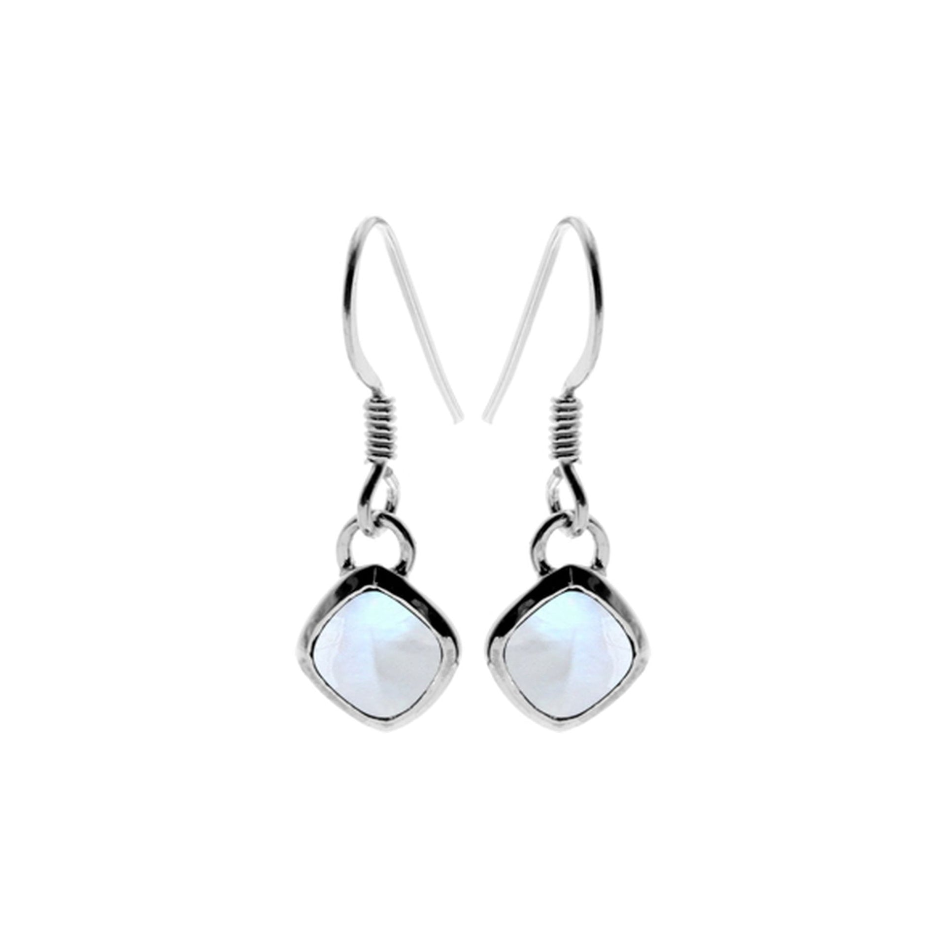 Samira offset squircle rainbow moonstone earrings
