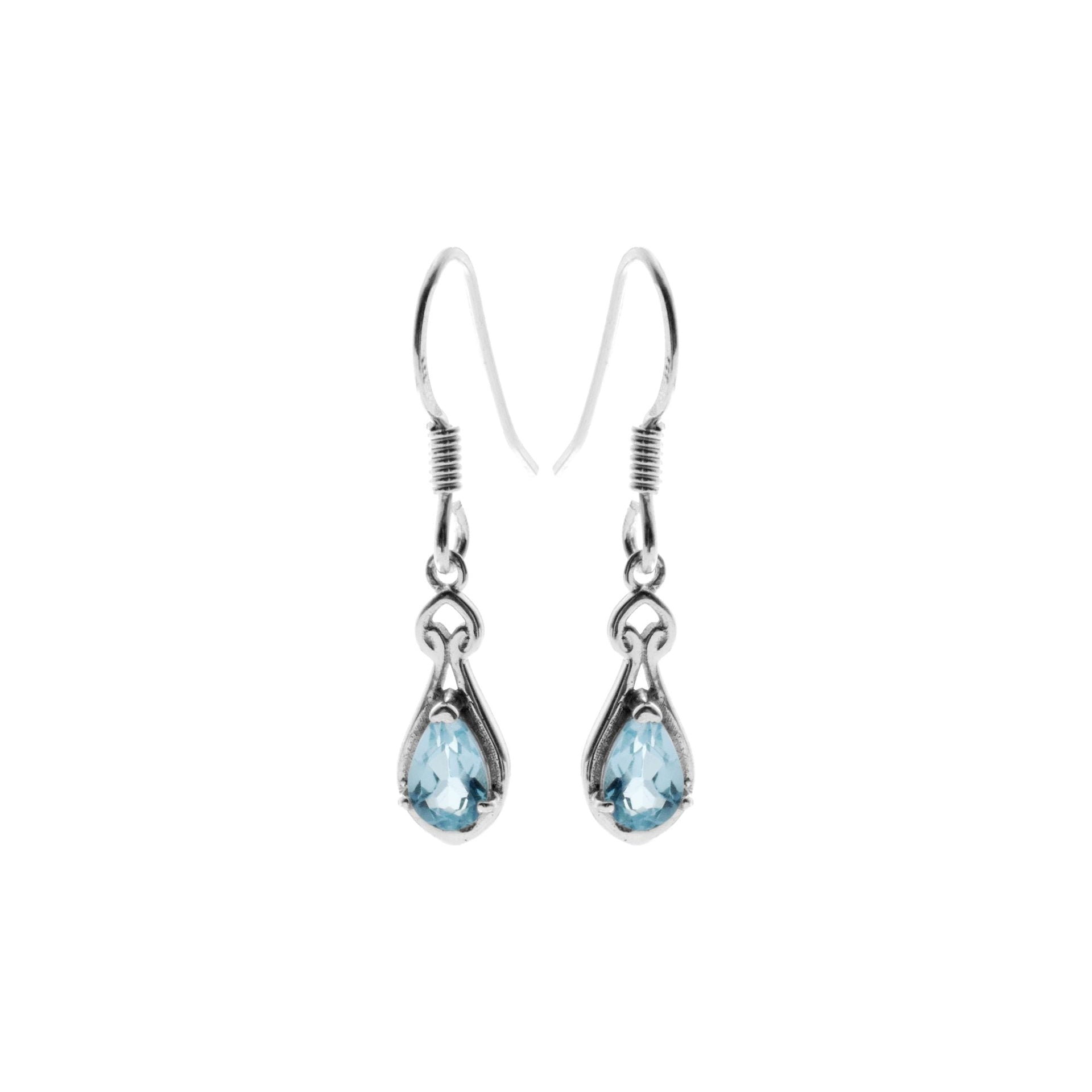 Kara framed teardrop blue topaz earrings