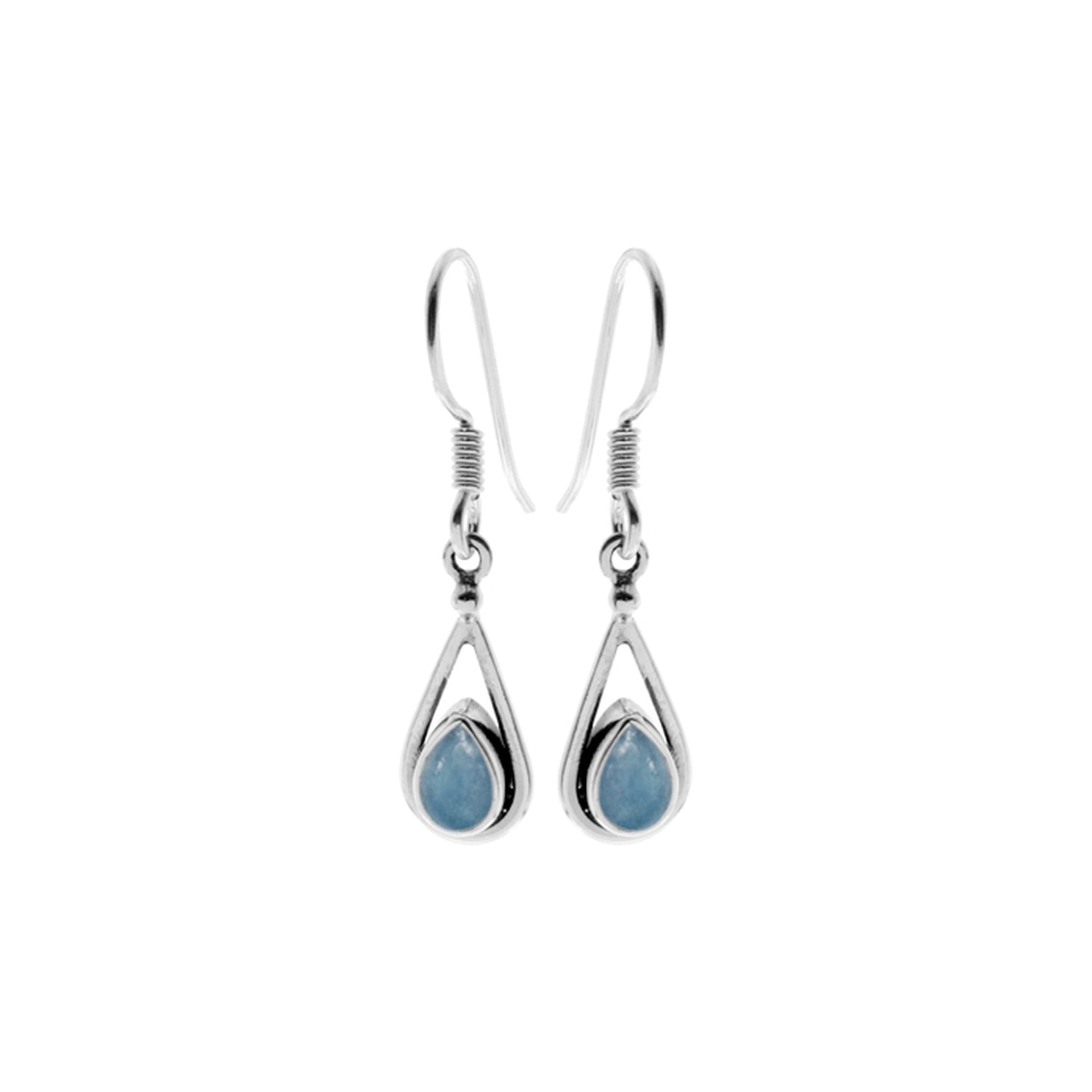 Bridget open teardrop aquamarine earrings