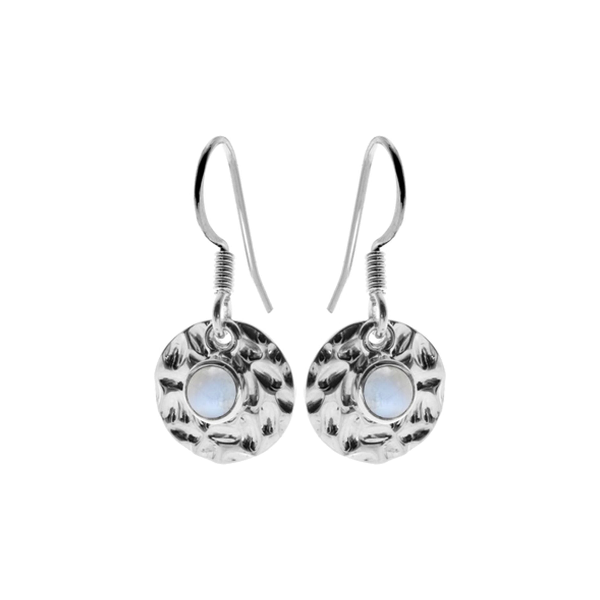 Lexi disc earrings with rainbow moonstone