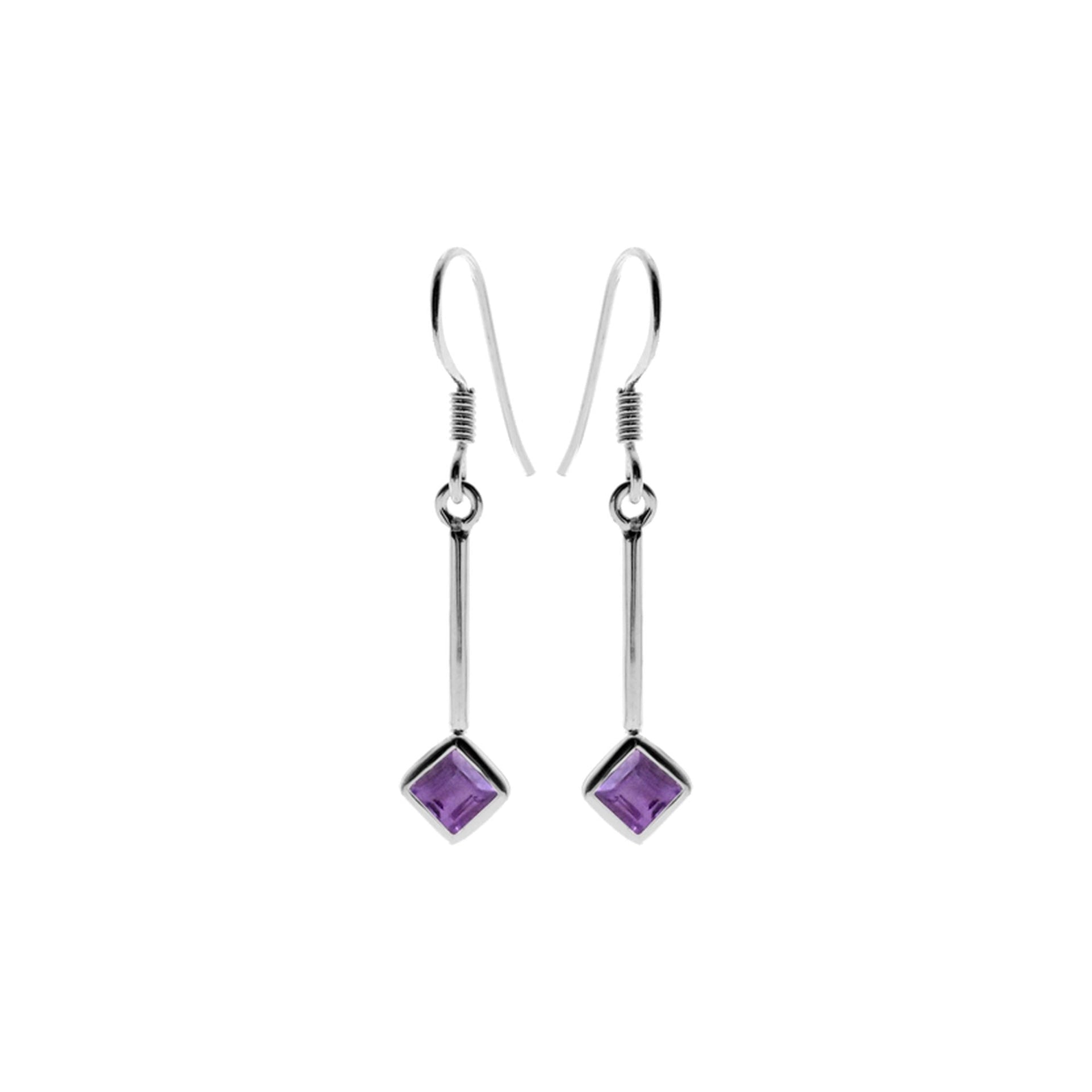 Bridget offset square amethyst earrings