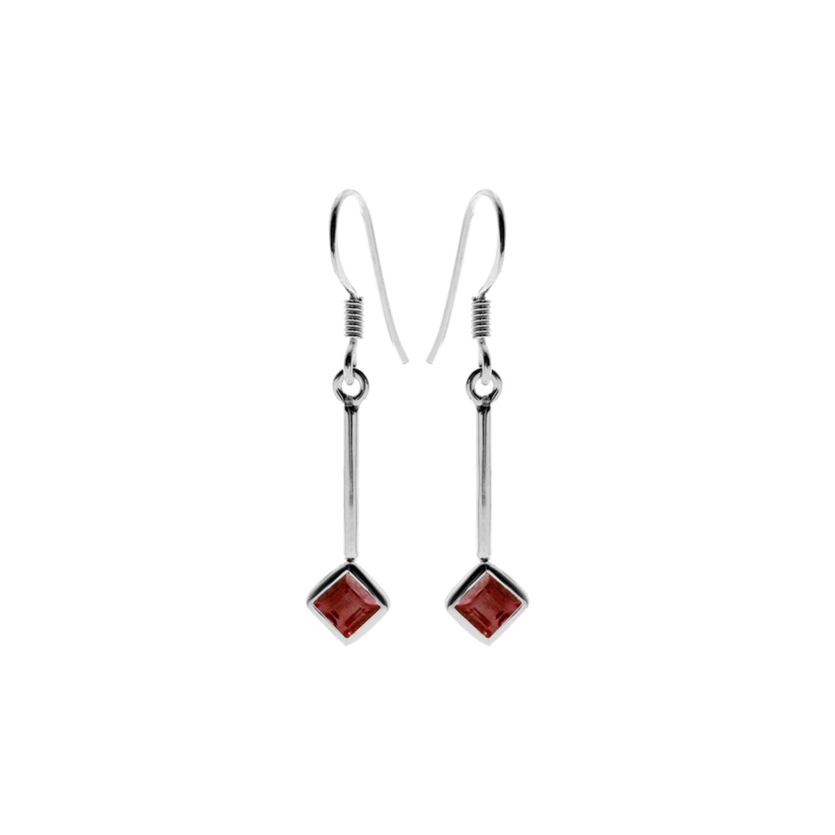 Bridget offset square garnet earrings