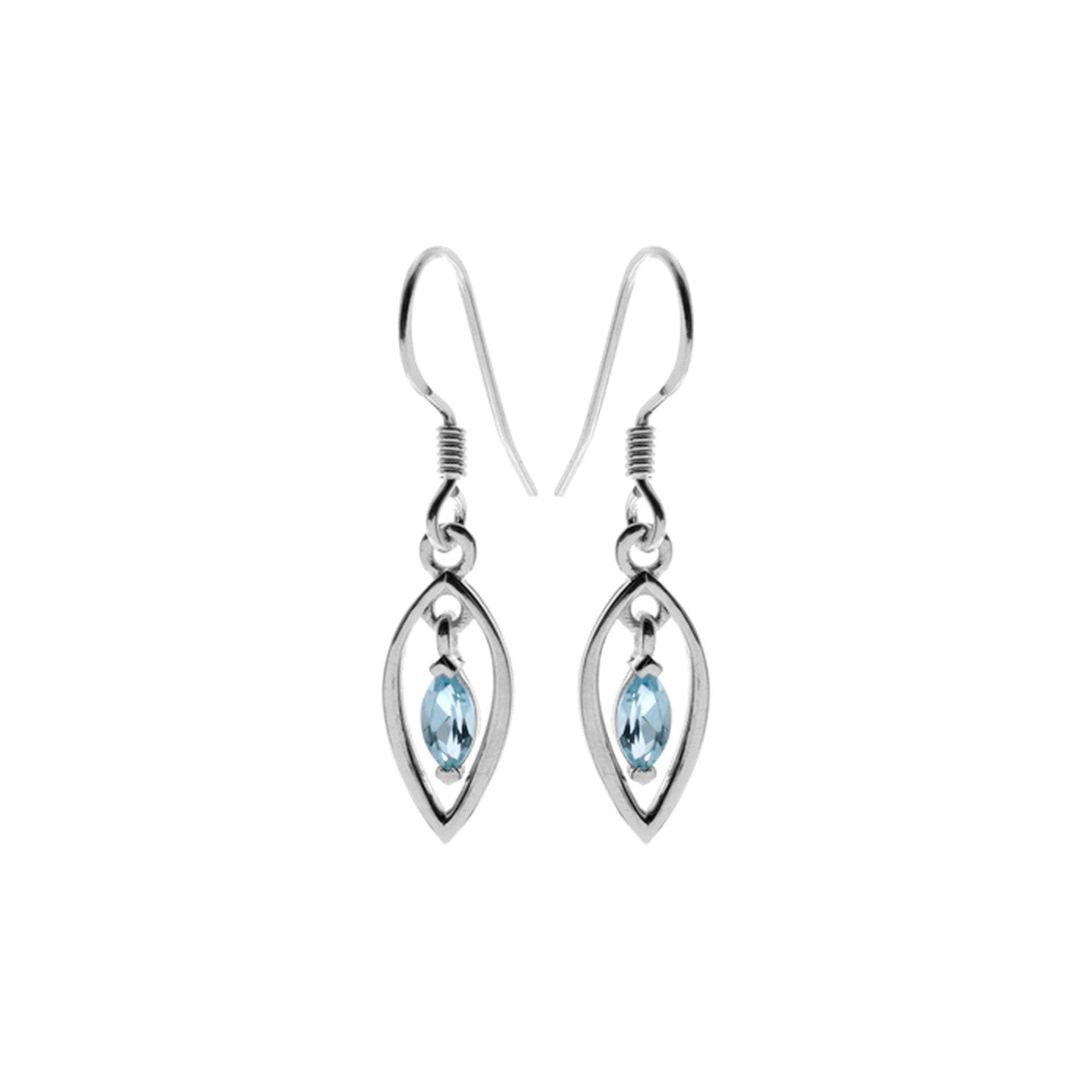 Kara open marquis blue topaz earrings