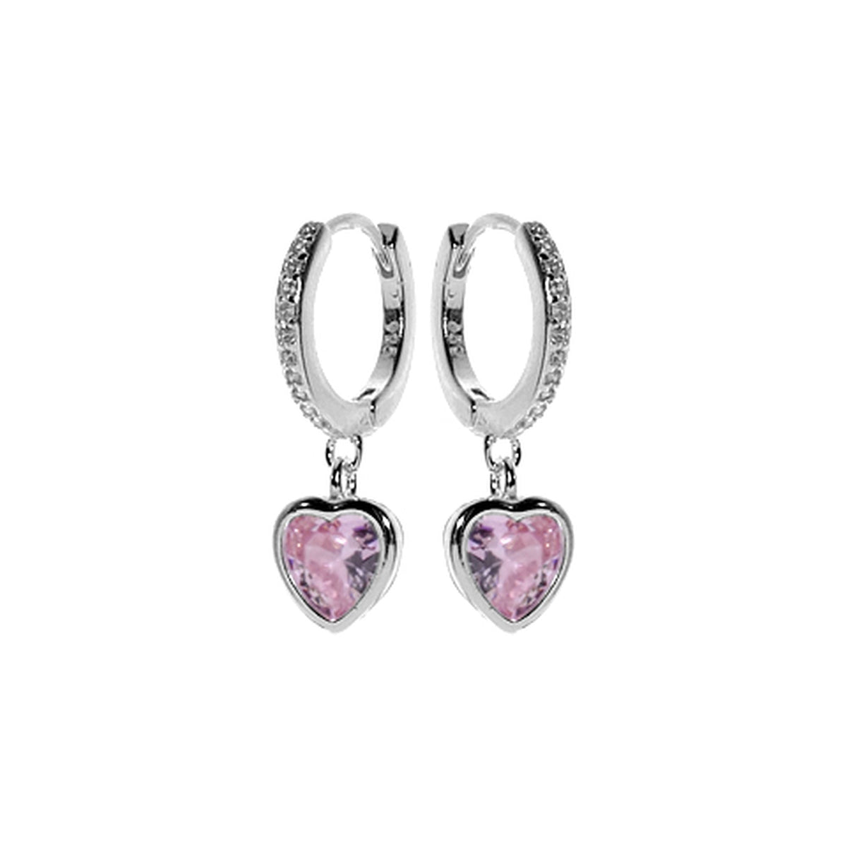 Kenzie pink CZ heart earrings