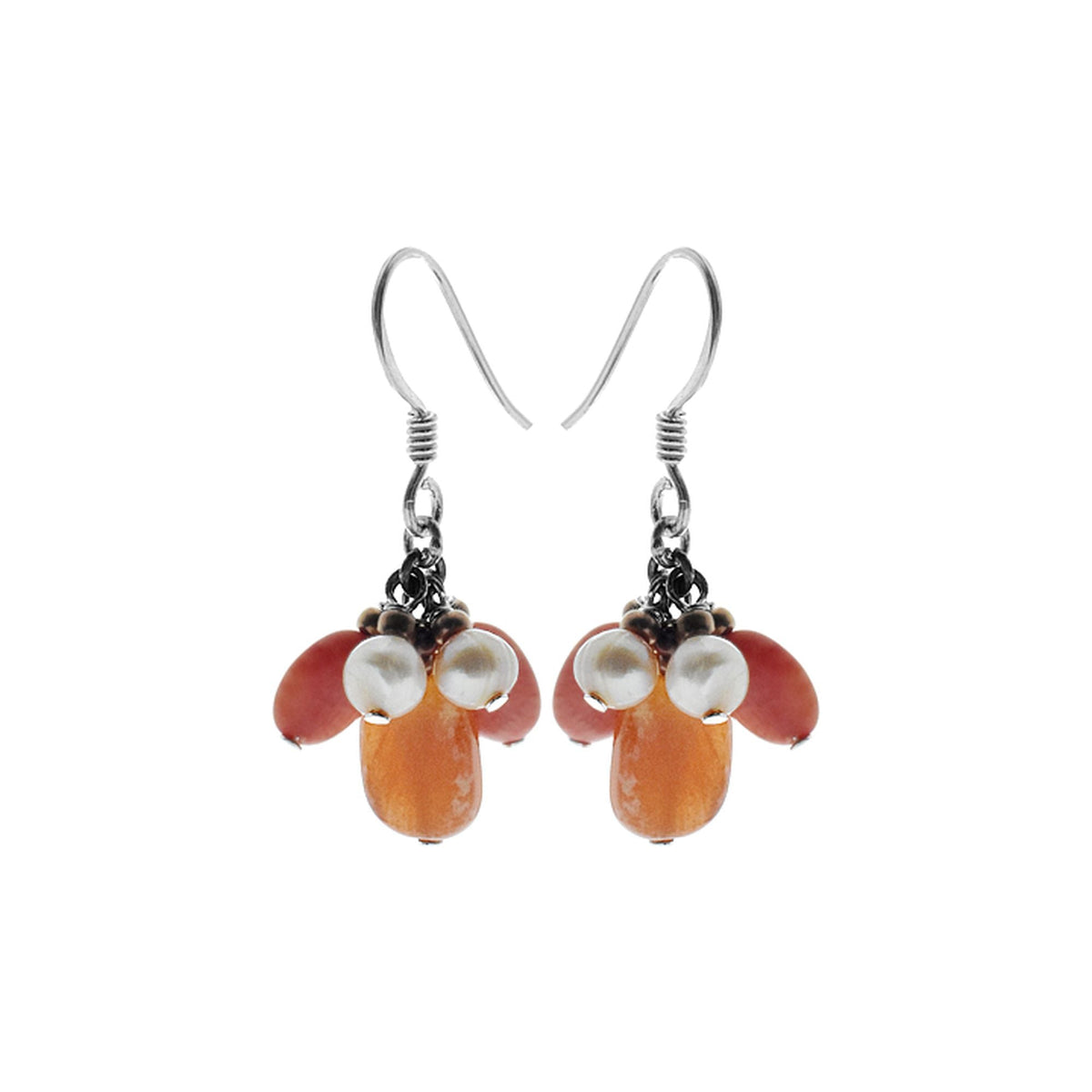 Chloe carnelian, pearl & coral earrings