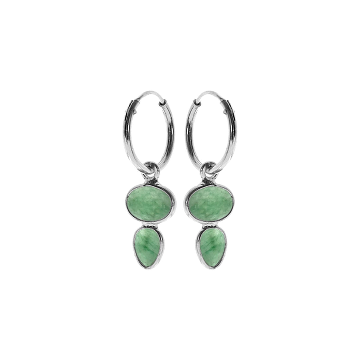 Samira hoops with oval & teardrop aventurine