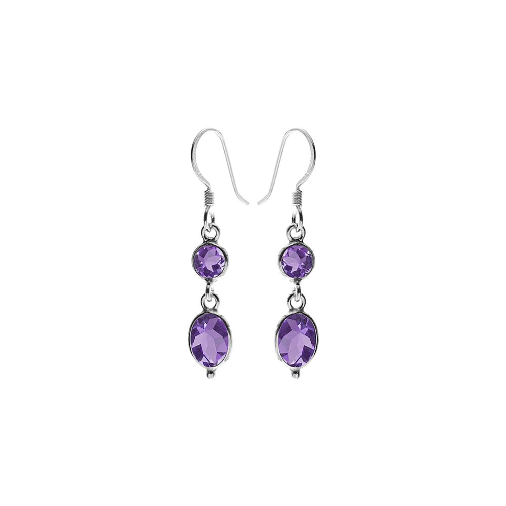 Bridget faceted amethyst round & oval earrings