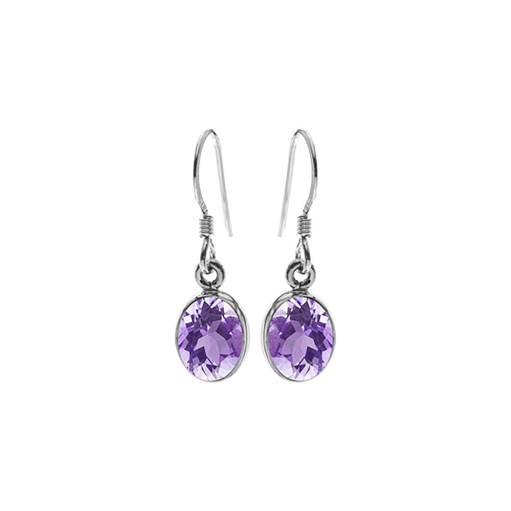 Samira amethyst facet oval drop earrings