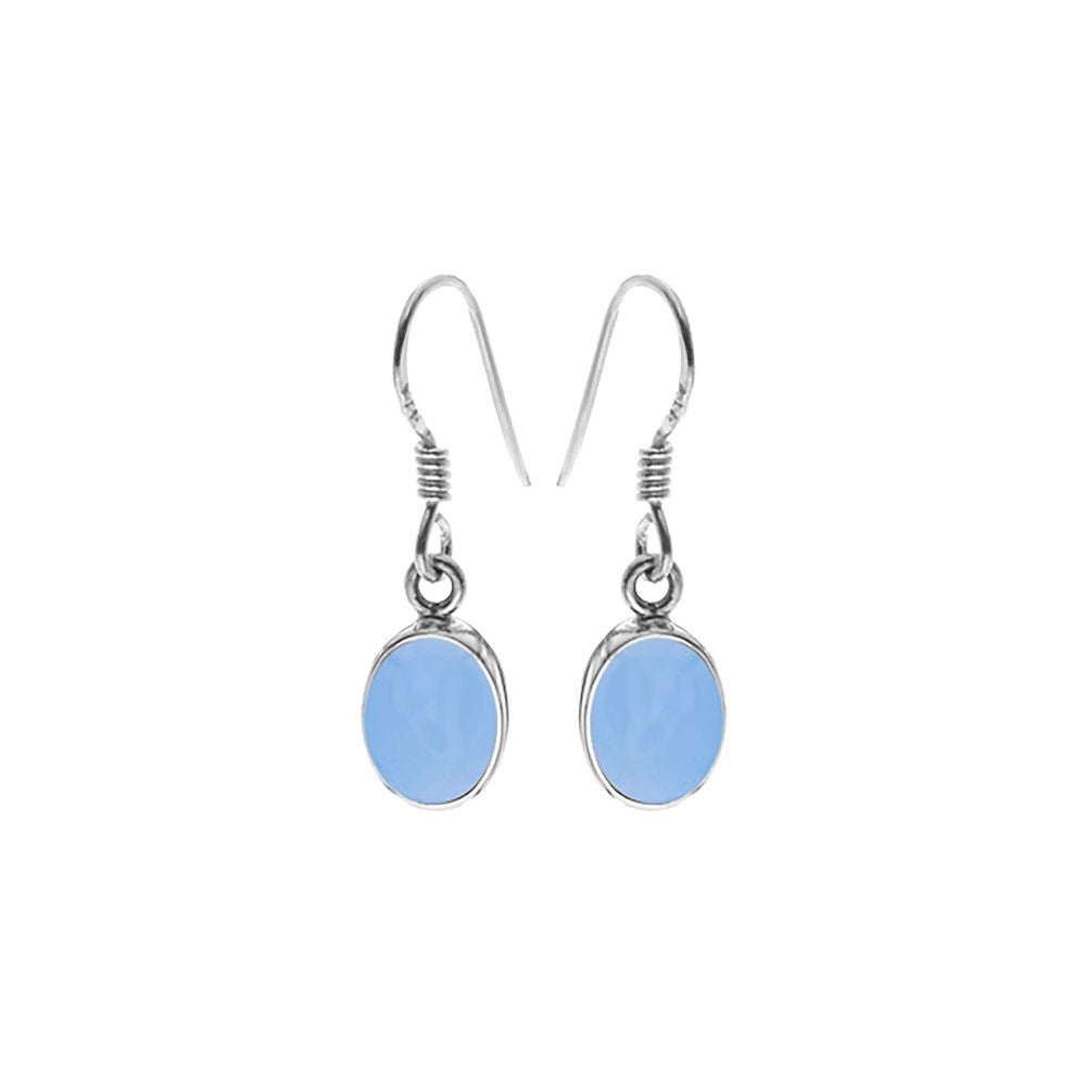 Samira blue chalcedony oval drop earrings