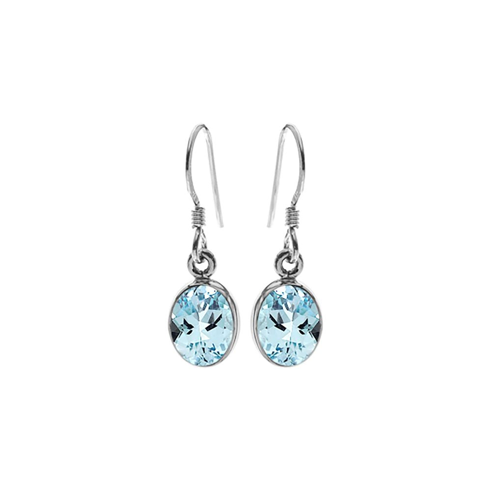 Samira blue topaz oval drop earrings