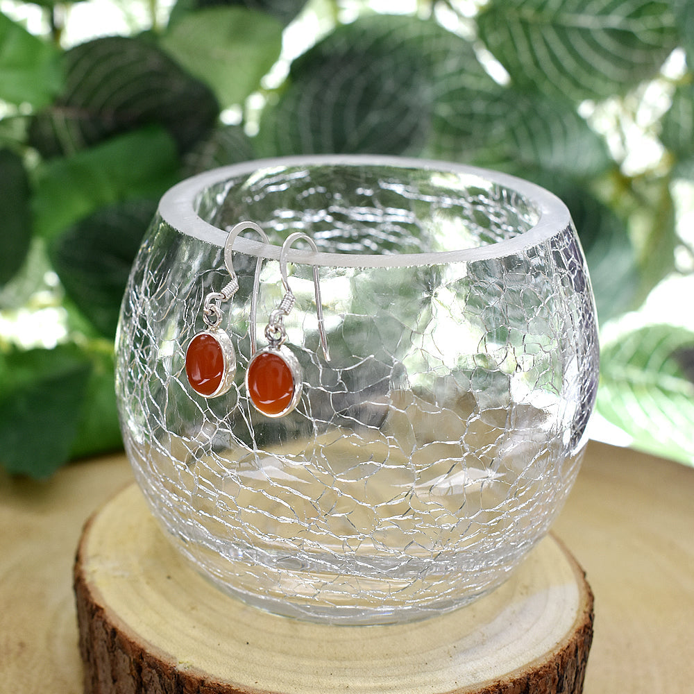 Samira carnelian oval drop earrings