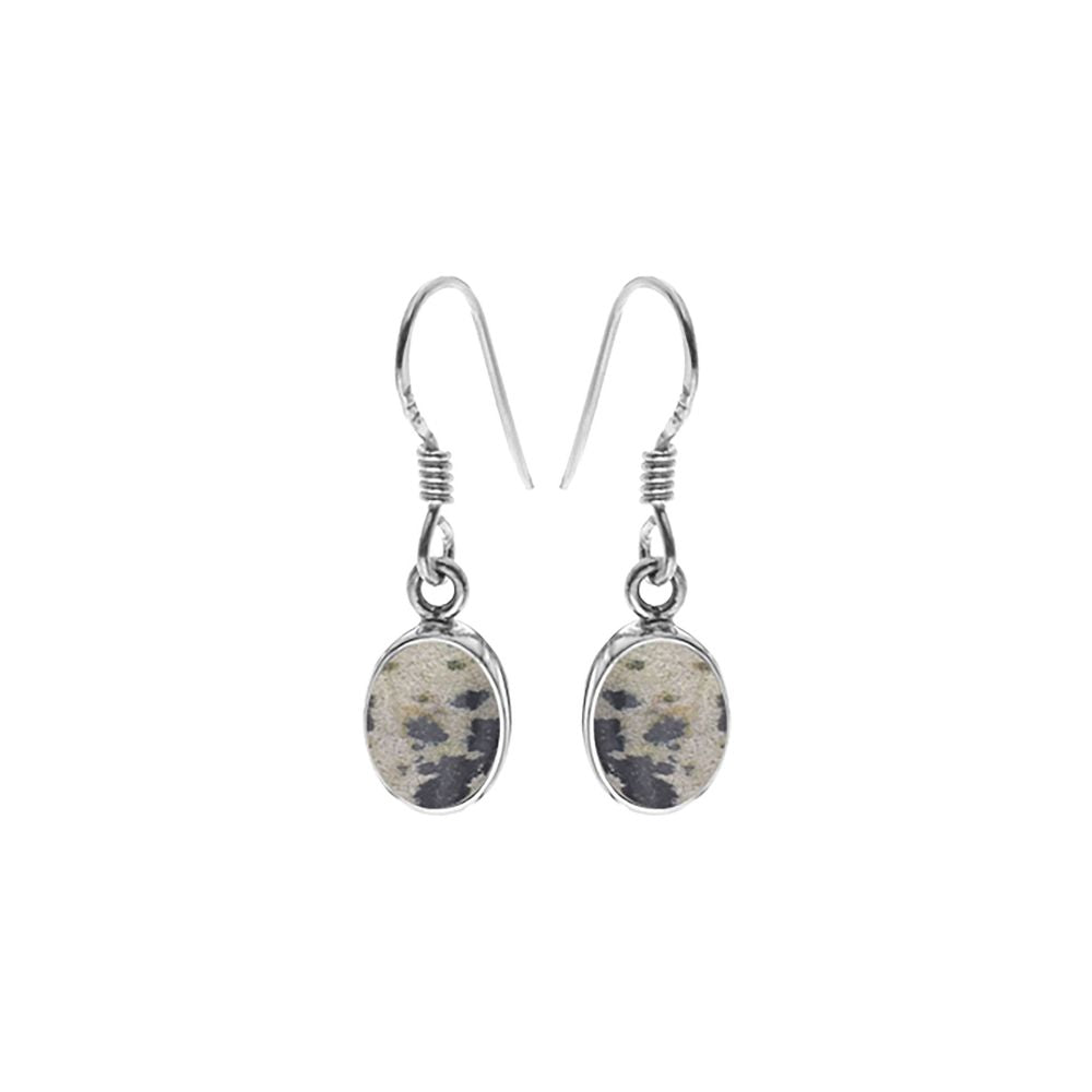 Samira dalmatian jasper oval drop earrings