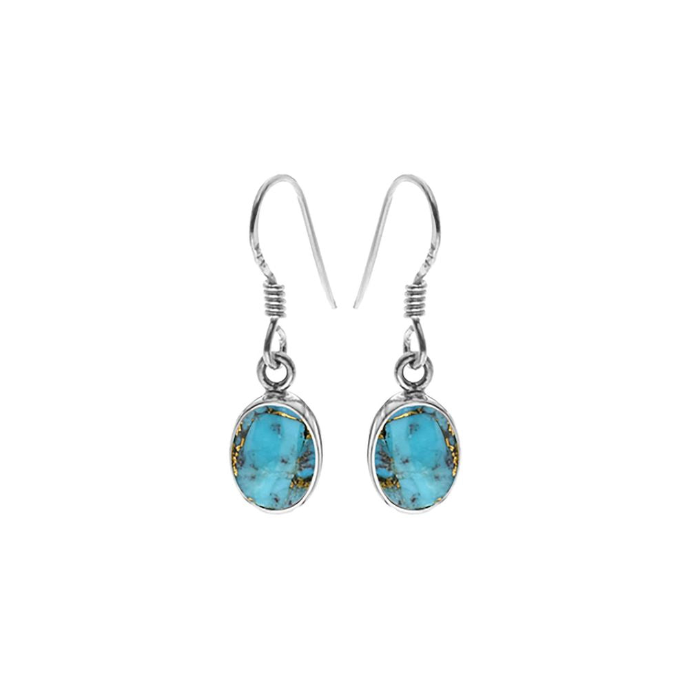 Samira blue mohave turquoise oval drop earrings