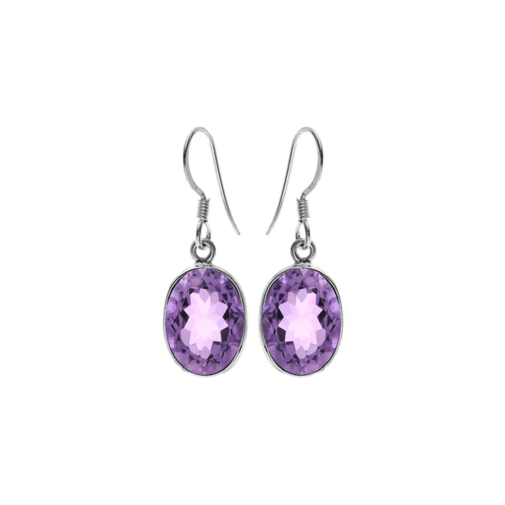 Bridget large oval faceted amethyst earrings