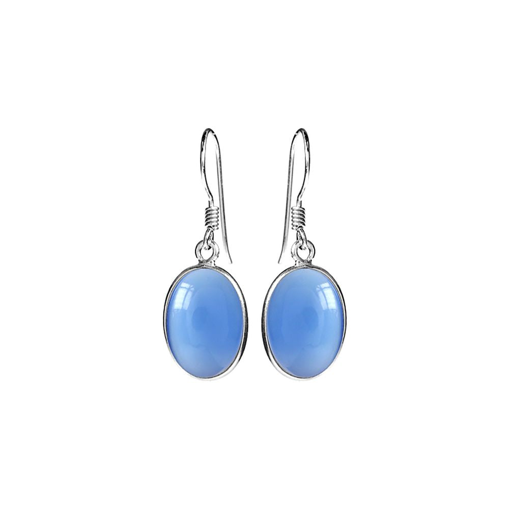 Bridget large oval blue chalcedony earrings
