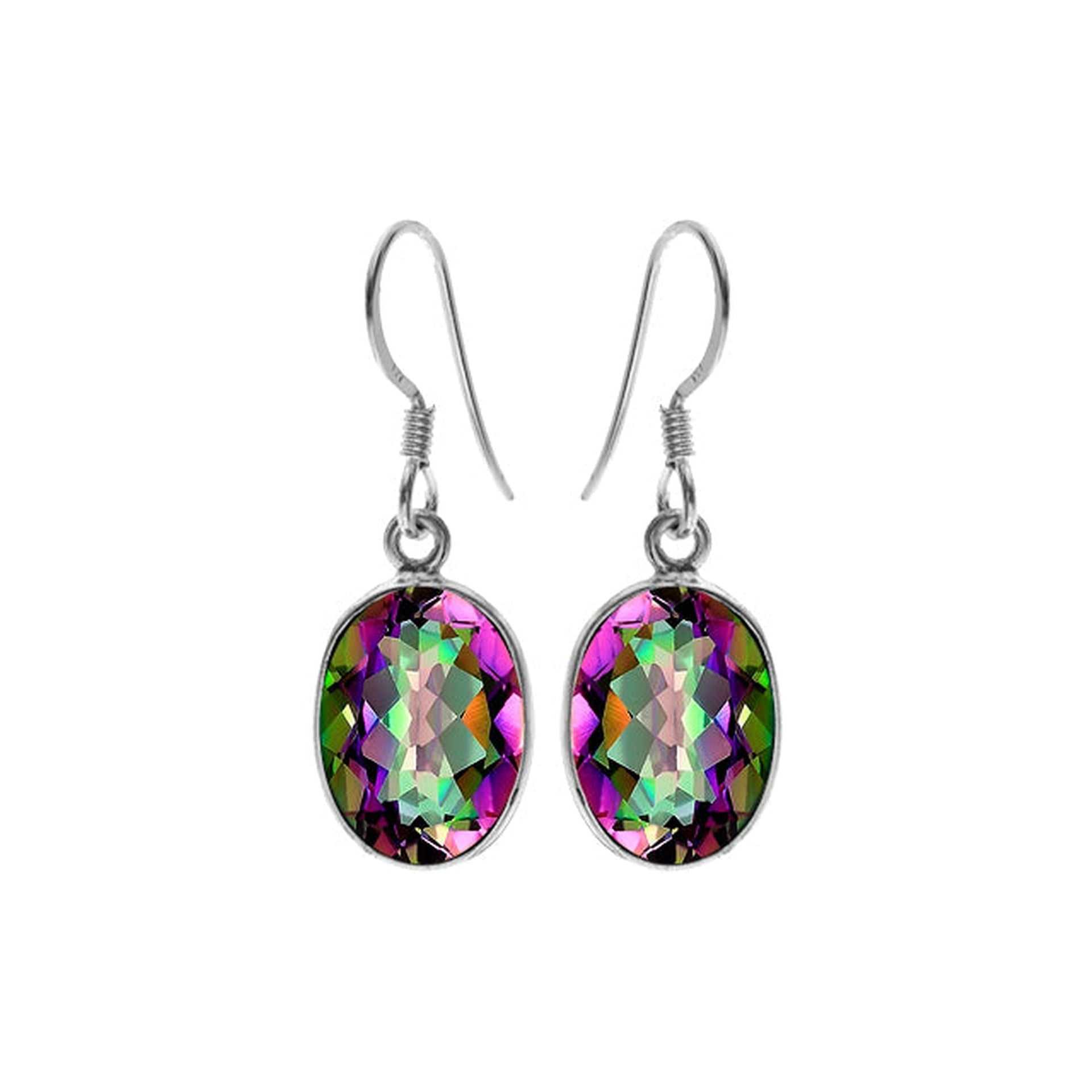 Bridget large oval mystic topaz earrings