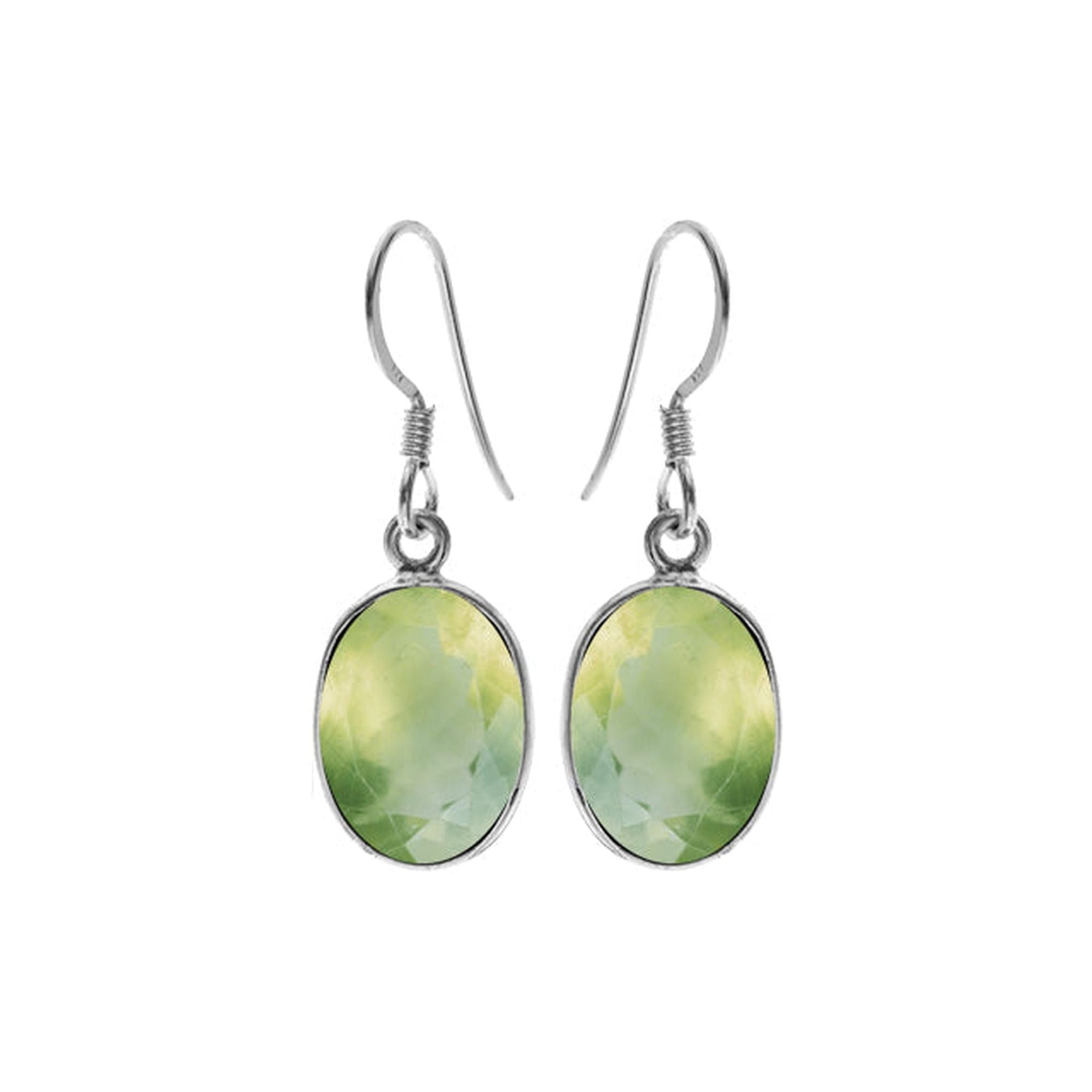 Bridget large oval prehnite earrings
