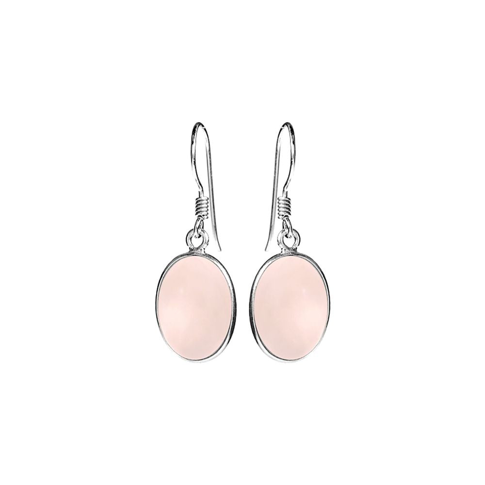 Bridget large oval rose quartz earrings