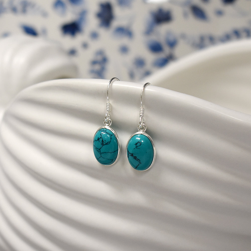 Bridget large oval turquoise earrings