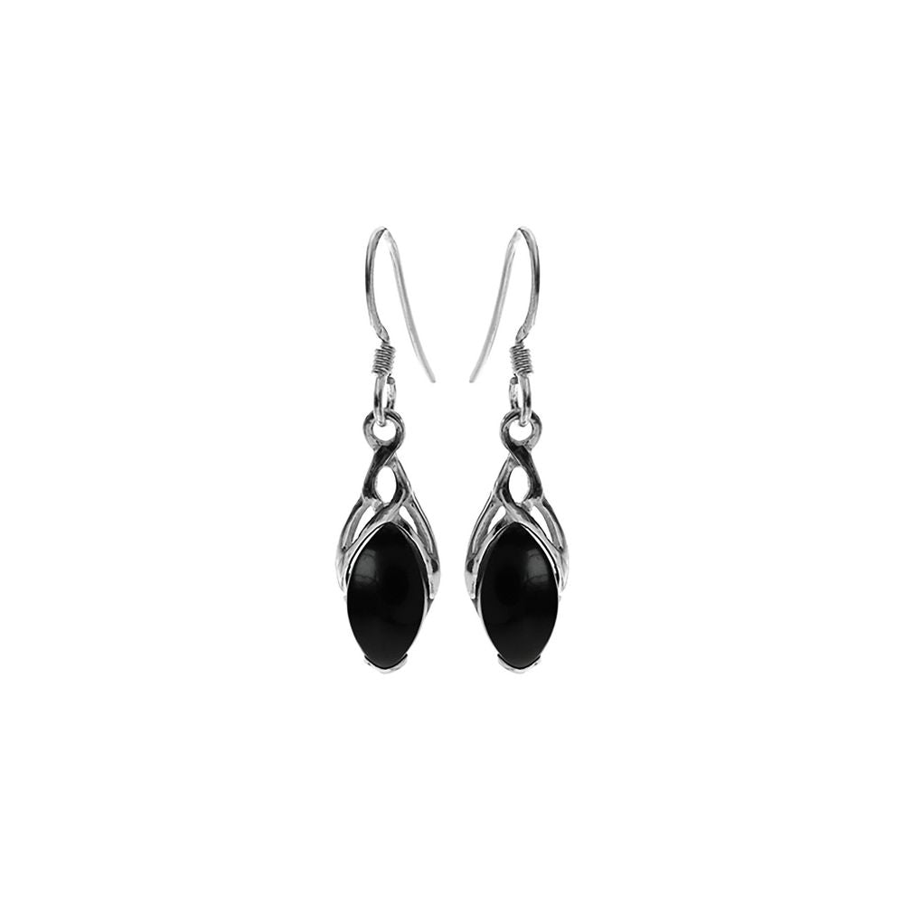Betsy Celtic marquis black onyx earrings