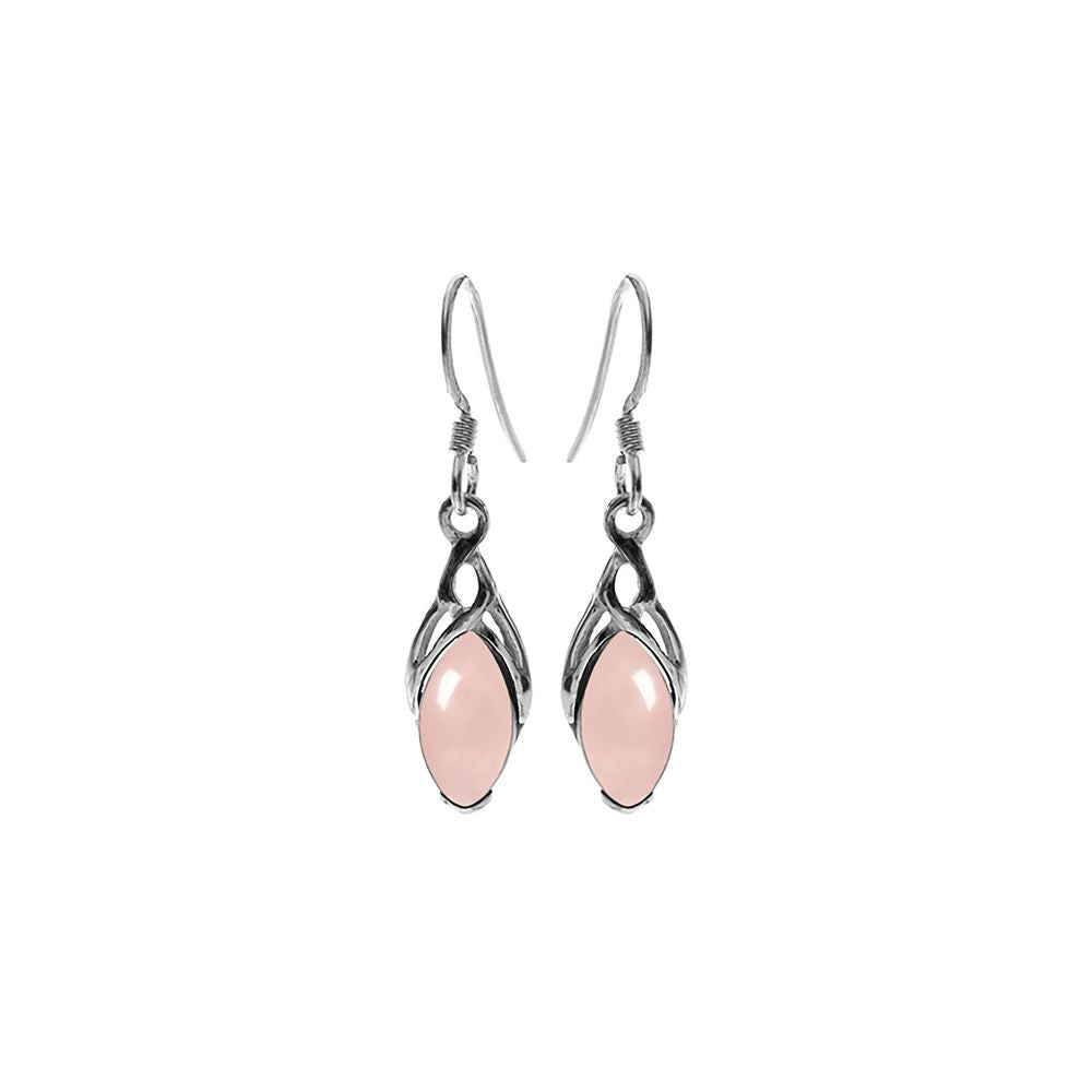 Betsy Celtic marquis rose quartz earrings