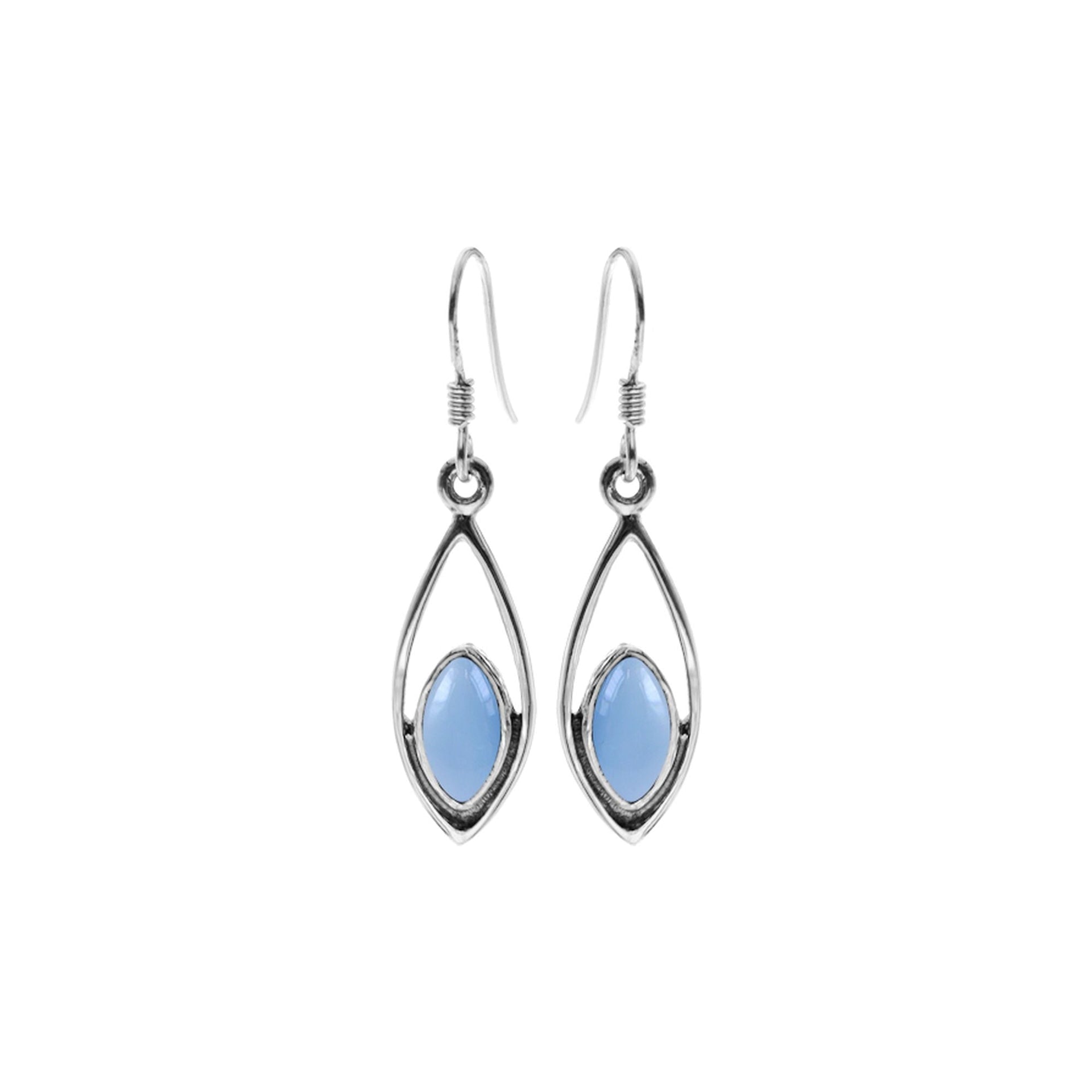 Ivy marquis blue chalcedony earrings