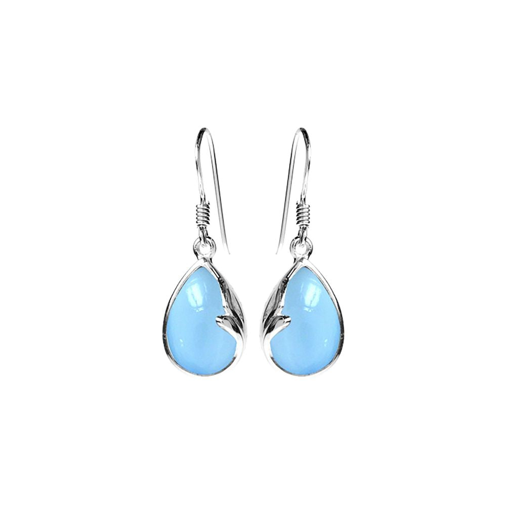 Lola teardrop blue chalcedony earrings