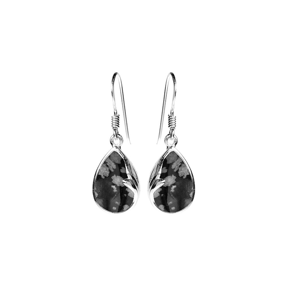 Lola teardrop snowflake obsidian earrings
