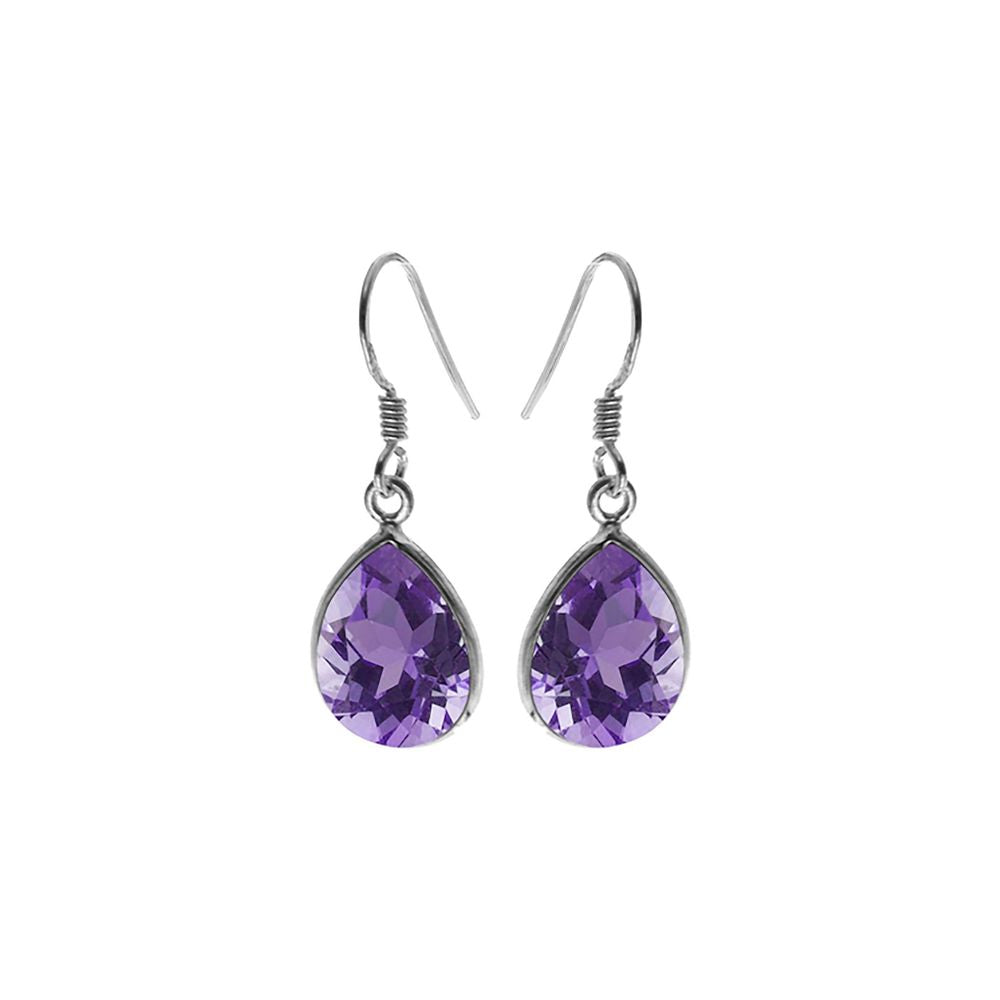Bridget large teardrop faceted amethyst earrings