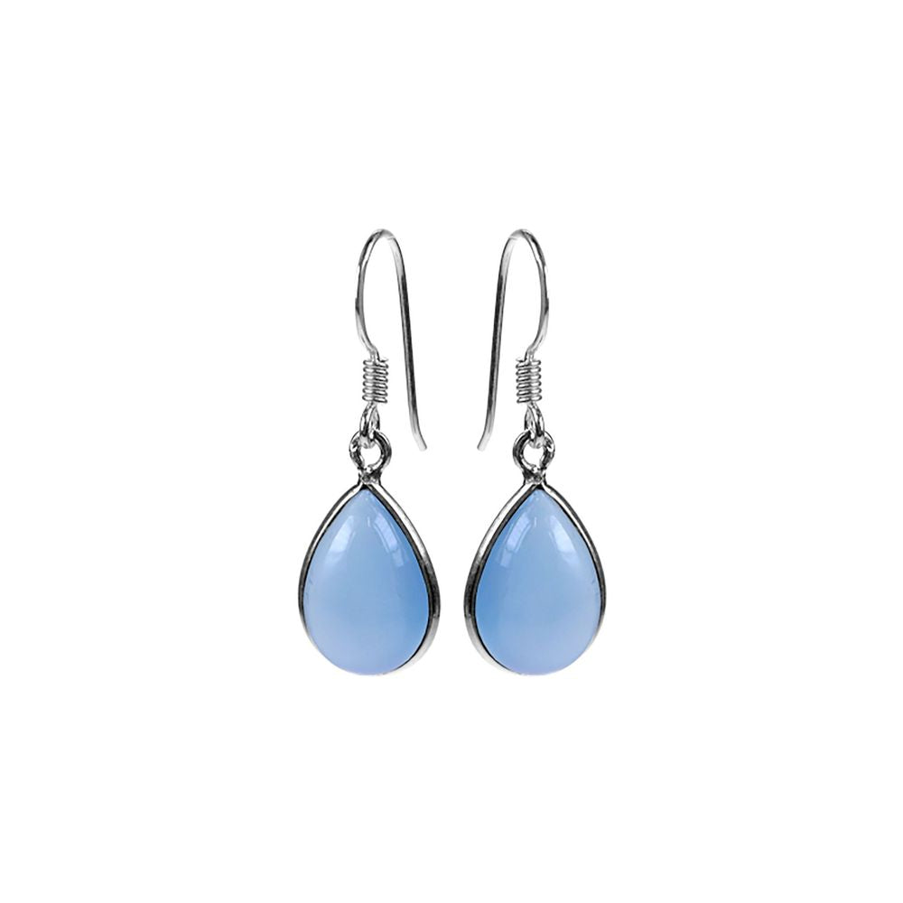 Bridget large teardrop blue chalcedony earrings