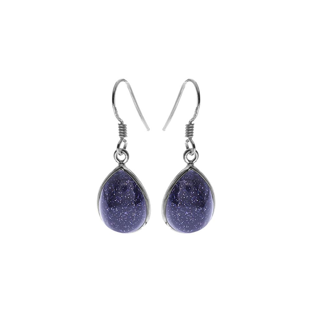 Bridget large teardrop blue goldstone earrings