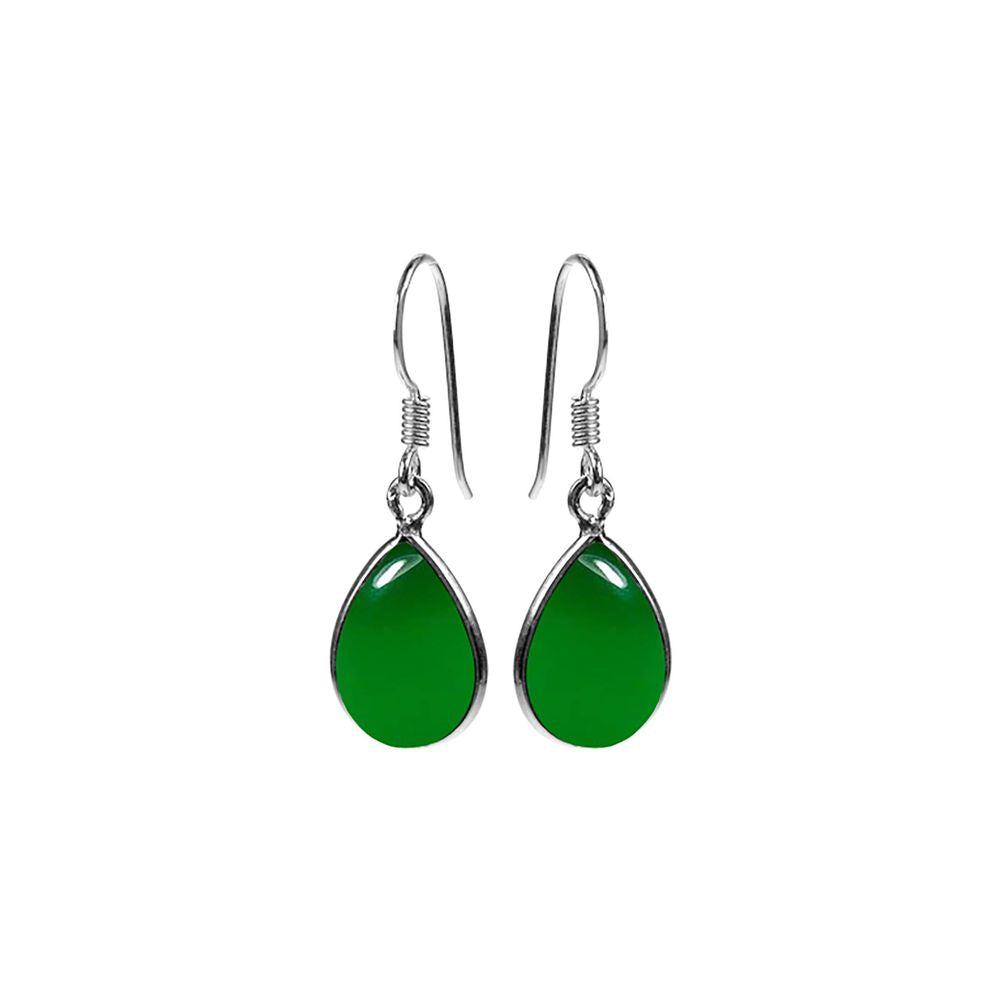 Bridget large teardrop green onyx earrings