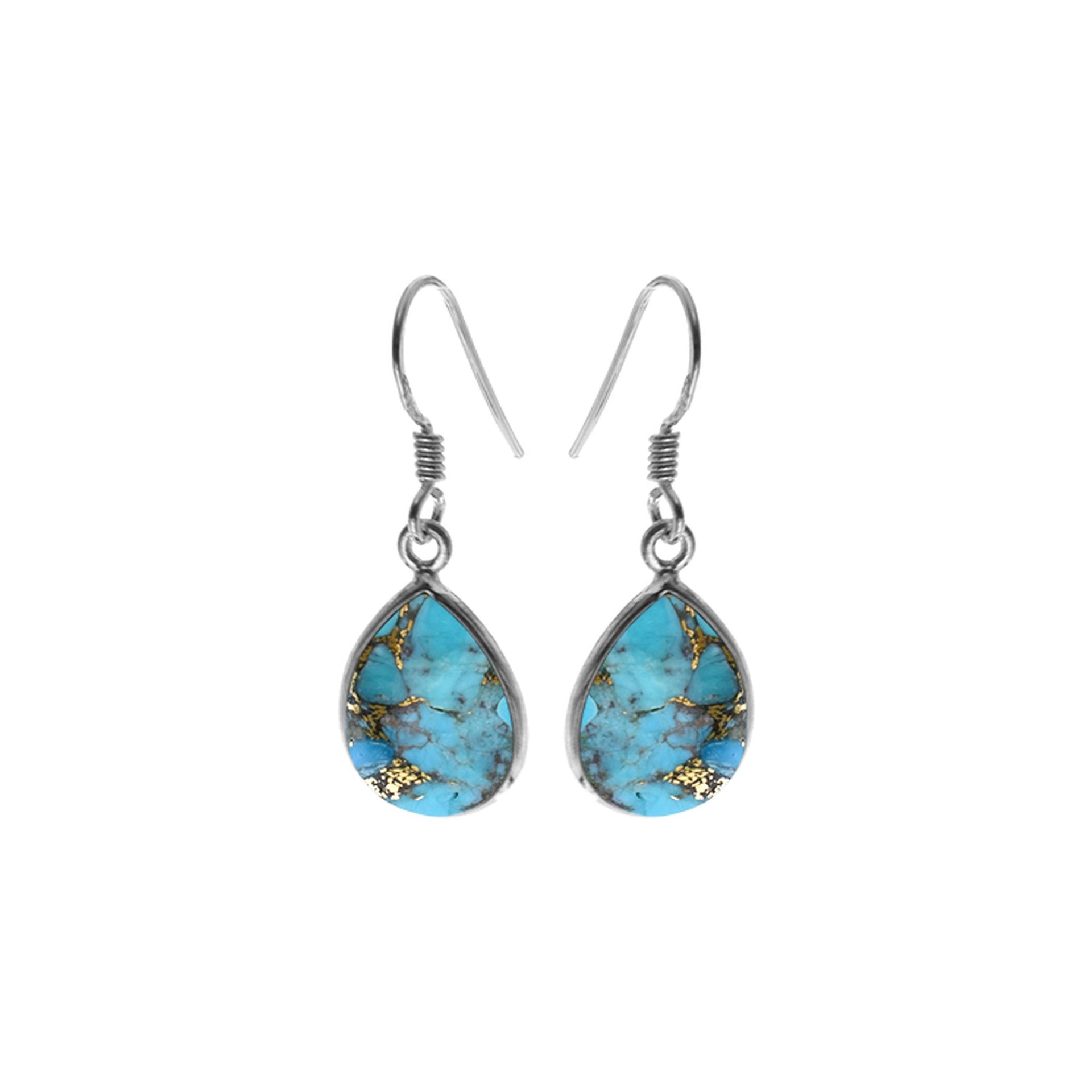Bridget large teardrop blue mohave turquoise earrings