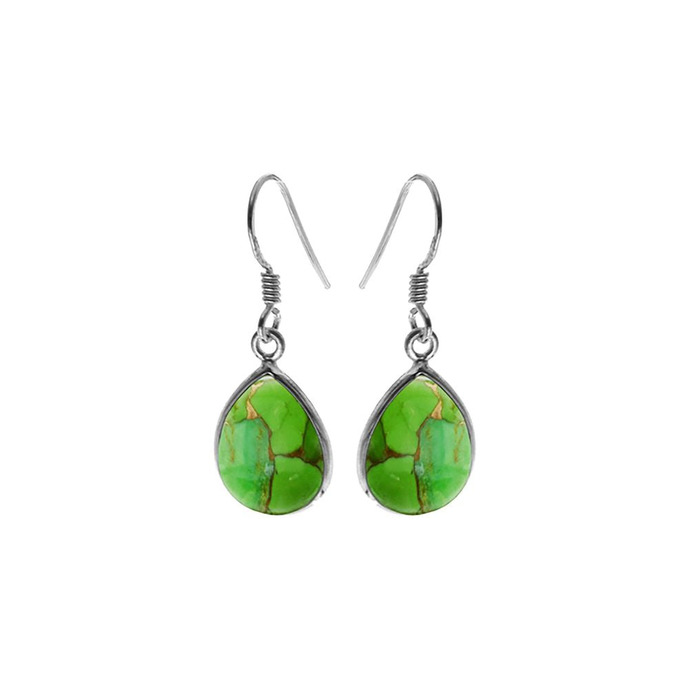 Bridget large teardrop green mohave turquoise earrings