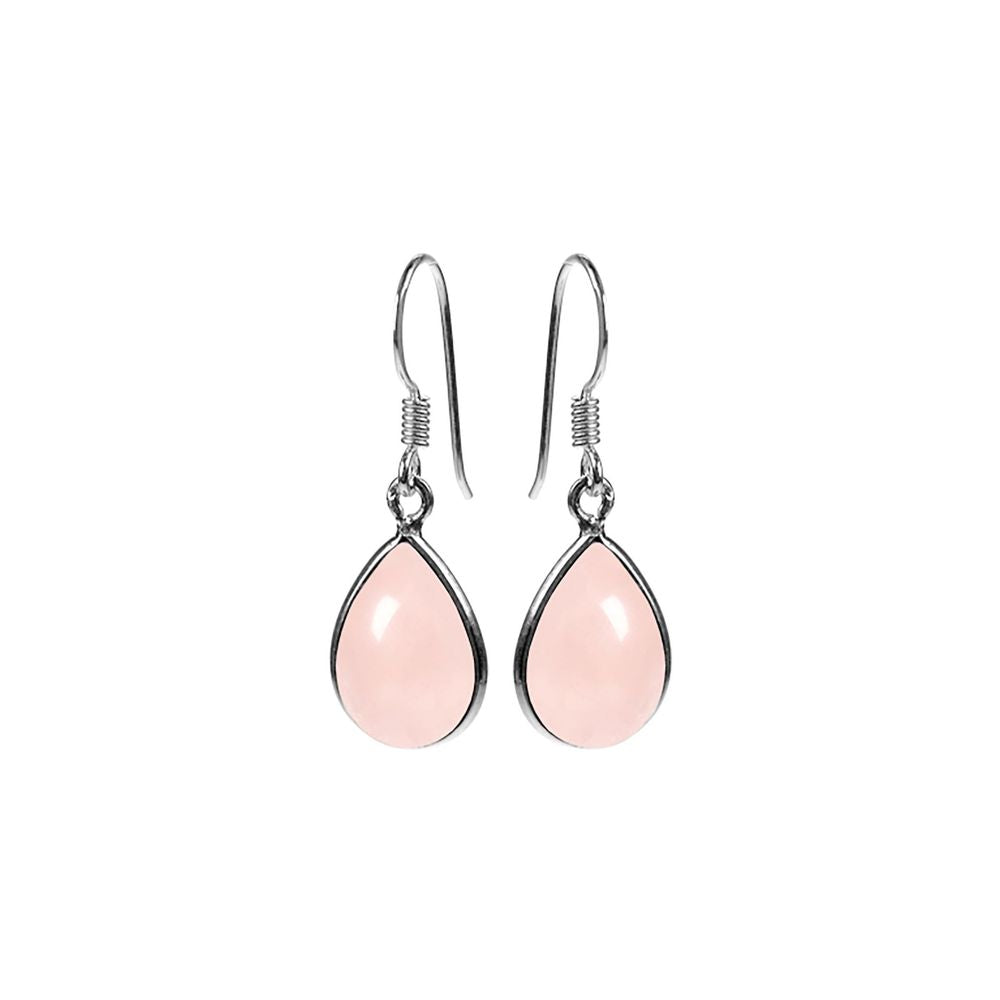 Bridget large teardrop rose quartz earrings