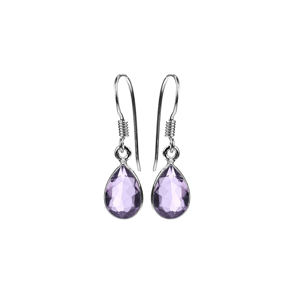 Bridget small teardrop faceted amethyst earrings