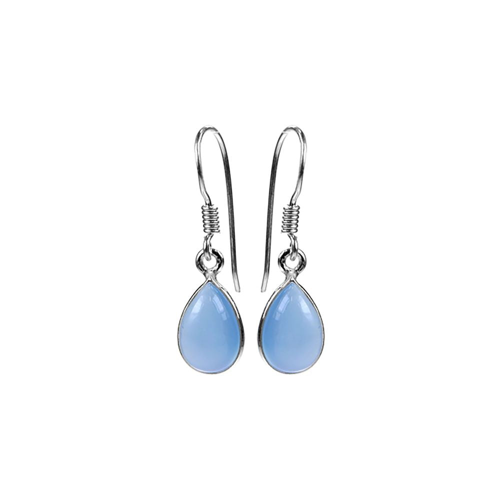 Bridget small teardrop blue chalcedony earrings