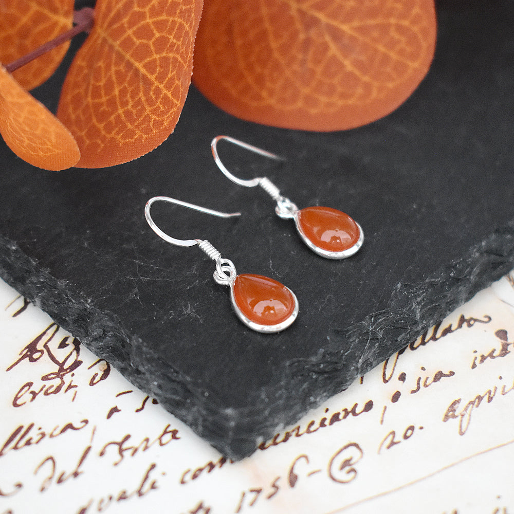 Bridget small teardrop carnelian earrings