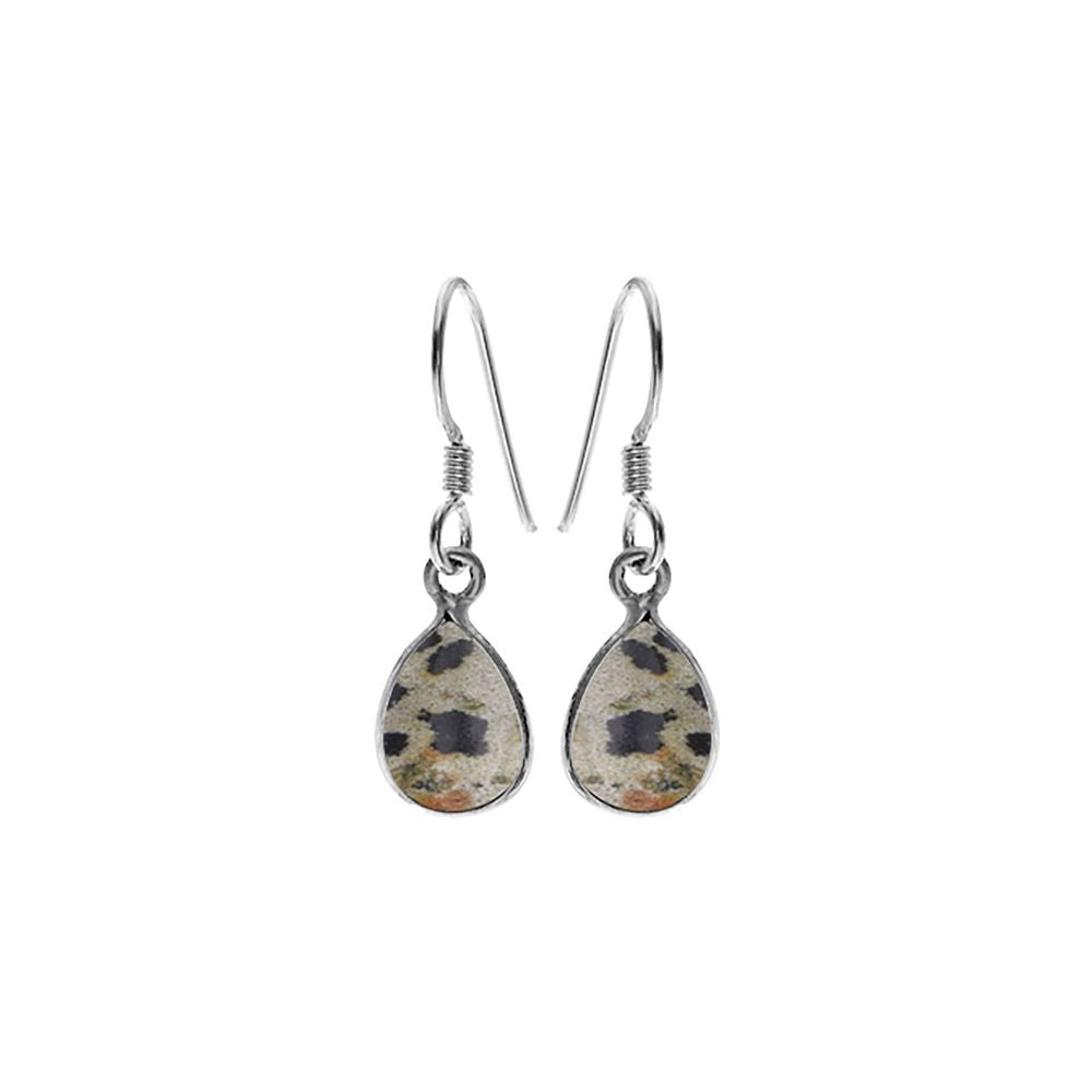 Bridget small teardrop dalmatian jasper earrings