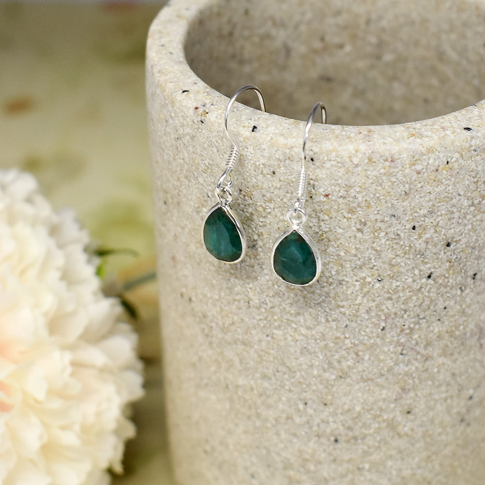 Bridget small teardrop emerald quartz earrings