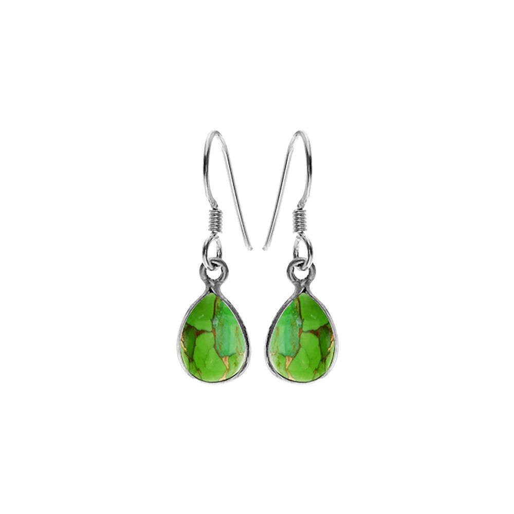 Bridget small teardrop green mohave turquoise earrings