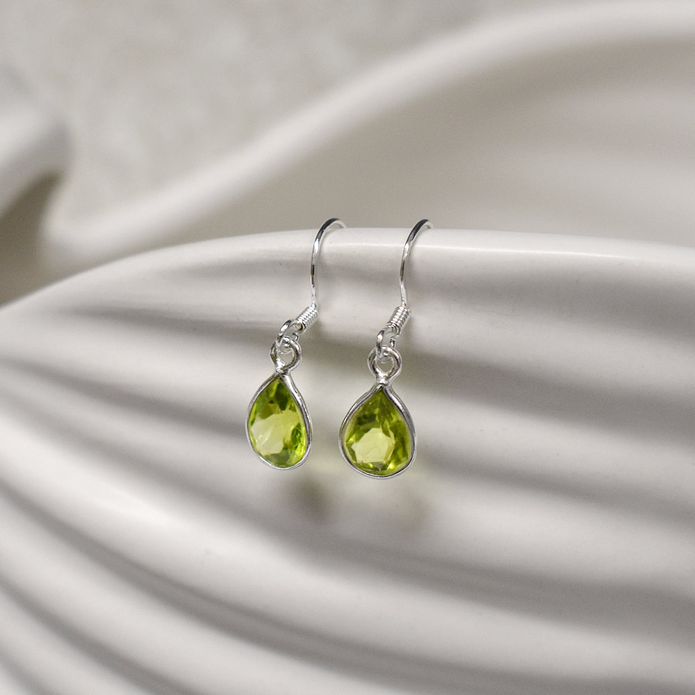 Bridget small teardrop peridot facet earrings