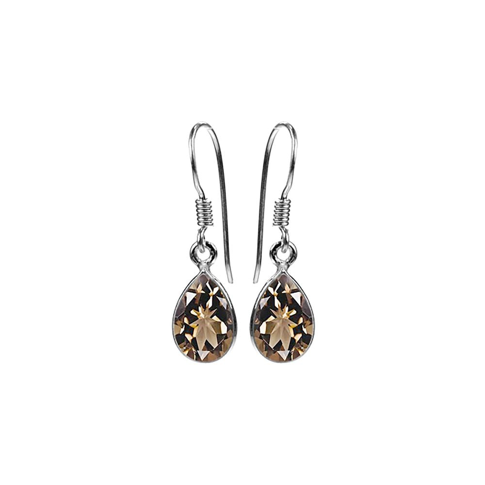 Bridget small teardrop smokey quartz earrings