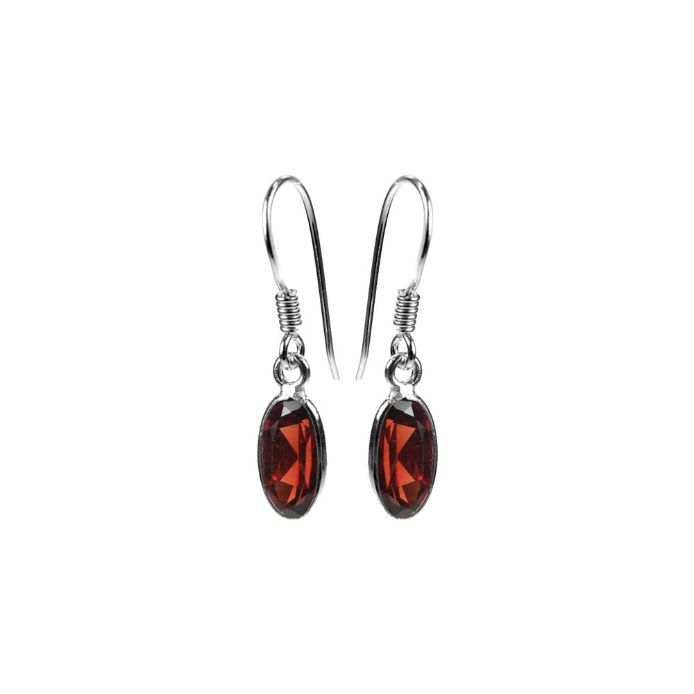 Bridget long oval faceted garnet earrings