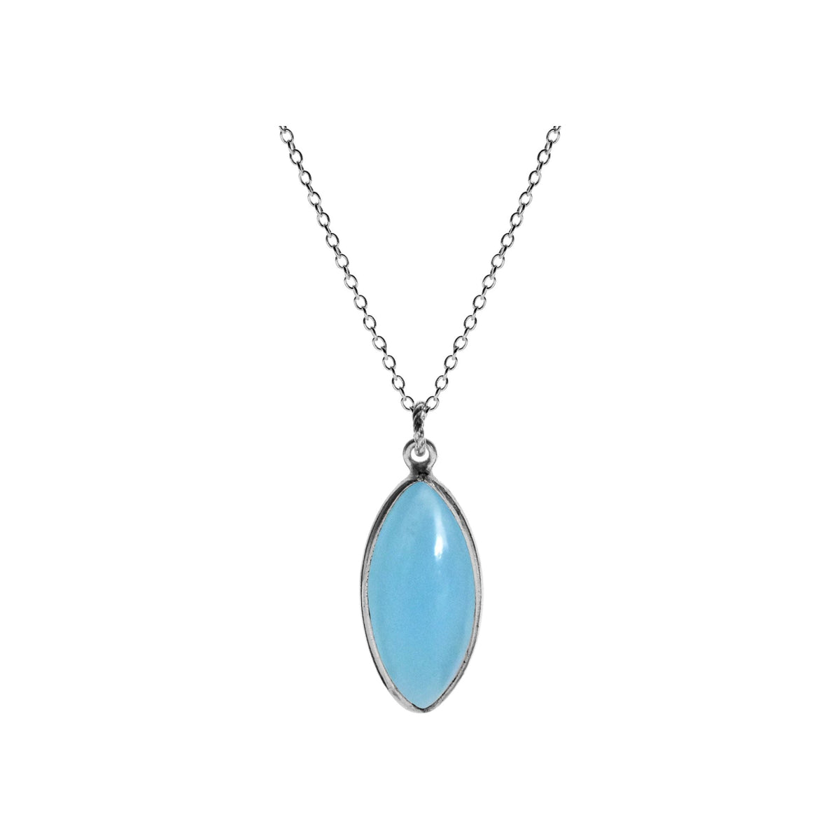 Bridget large marquis blue chalcedony necklace