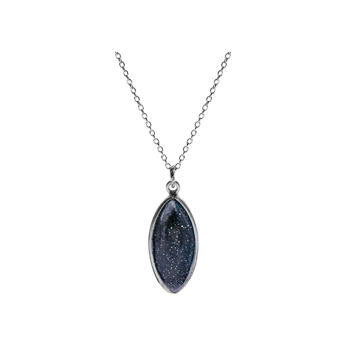Bridget large marquis blue goldstone necklace